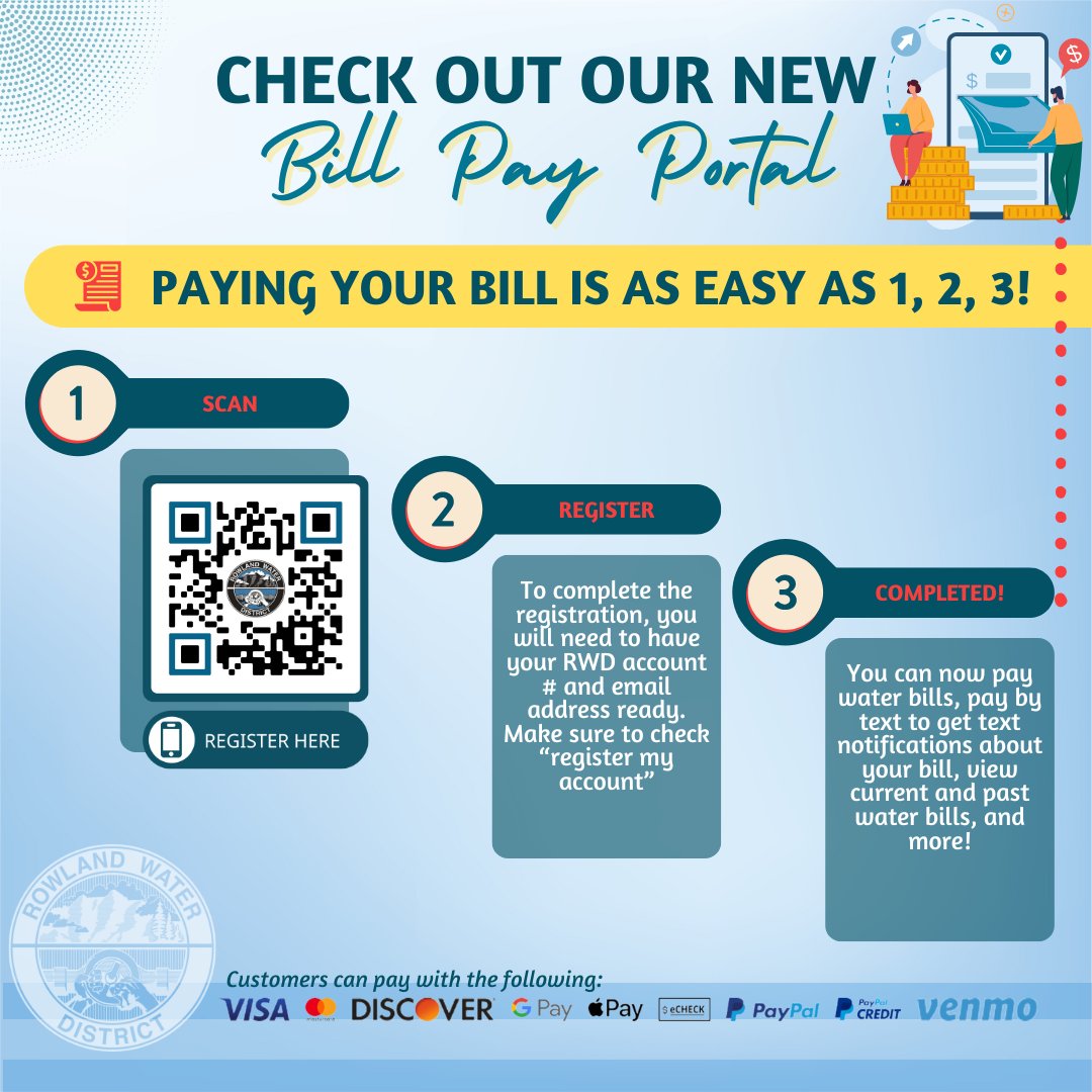 👀👉Check out our new and improved bill pay portal for our customers…it’s as easy as 1, 2, 3! Customers are encouraged to register, and new signups are eligible for a credit on their water account! ☑️Register here- bit.ly/3SWt9N7