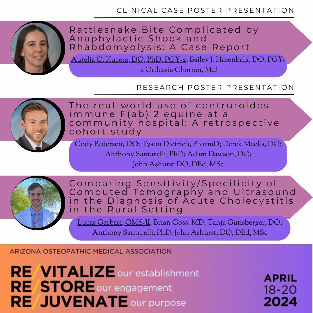 The Clinical Case and Poster Session at 102nd @az_osteo Annual Convention was a great success, thanks in large part to our dedicated presenters! We are immensely proud of their achievement and eagerly anticipate their future endeavors. #AOMA2024 #NOMWeek