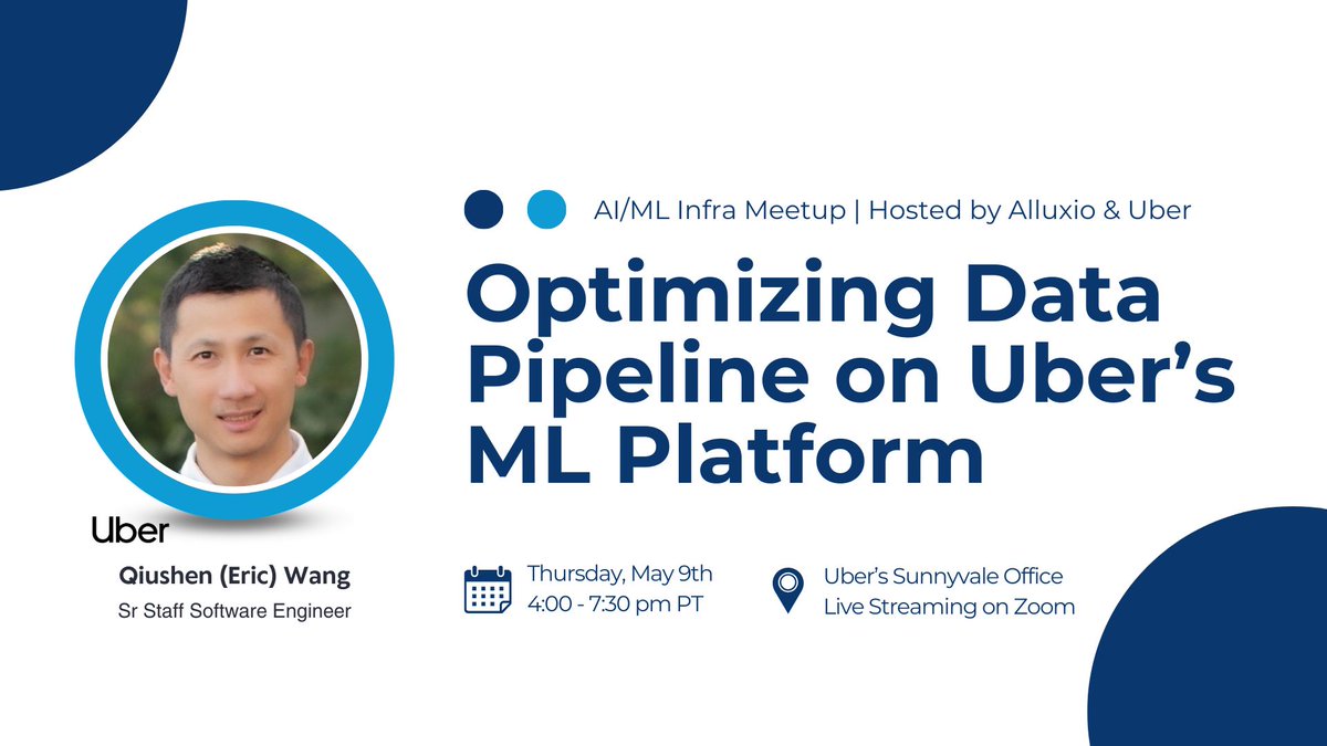 🚗 Join Qiushen (Eric) Wang, Software Engineer at Uber’s Michelangelo team at AI/ML Infra Meetup for his session “Optimizing Data Pipeline on Uber’s ML Platform” to learn challenges introduced by such a massive scale of data pipeline. Learn More: buff.ly/4b2XQI1 #data