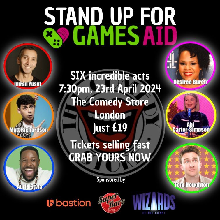 The Stand Up for GamesAid starts at 7:30 PM at the Comedy Store today! Doors open at 6:30 PM. If you haven't gotten your tickets yet, get them now! london.thecomedystore.co.uk/event/stand-up…