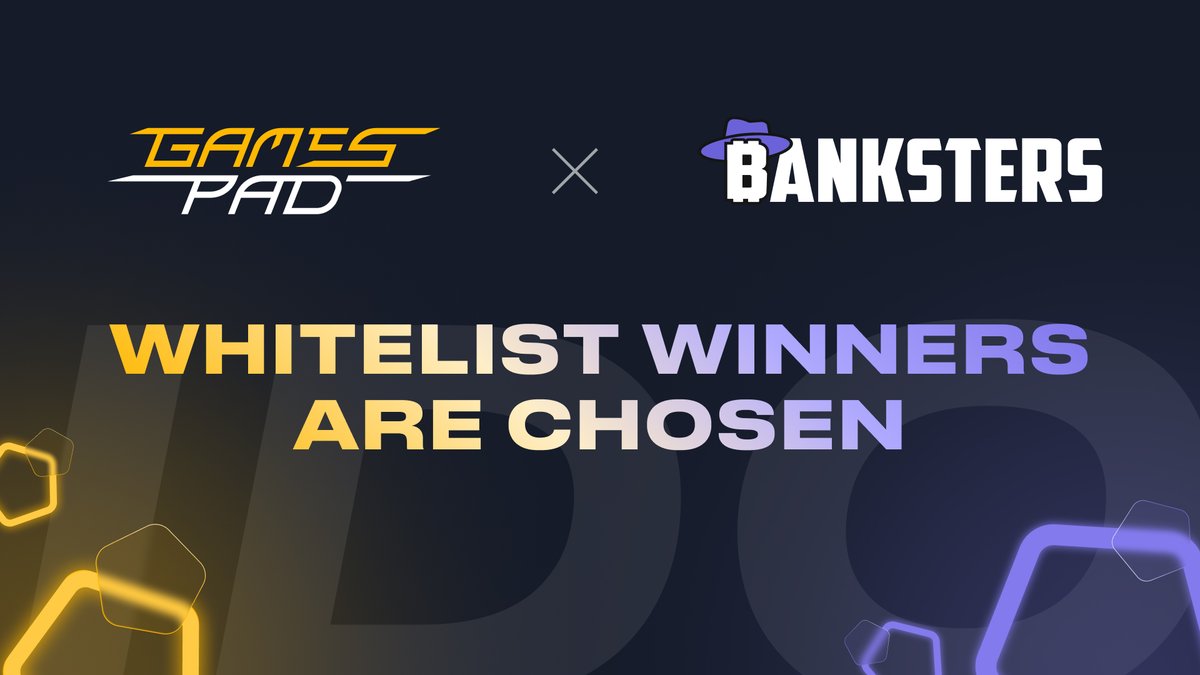 🚀 The winners of the @BankstersNFT IDO #whitelist giveaway have been chosen! 🗒 Check the list here: jpst.it/3GWzM The winners will receive a personal email from 👾 GamesPad with further instructions, so make sure you check your inbox. 🥳 Thanks to all who joined,