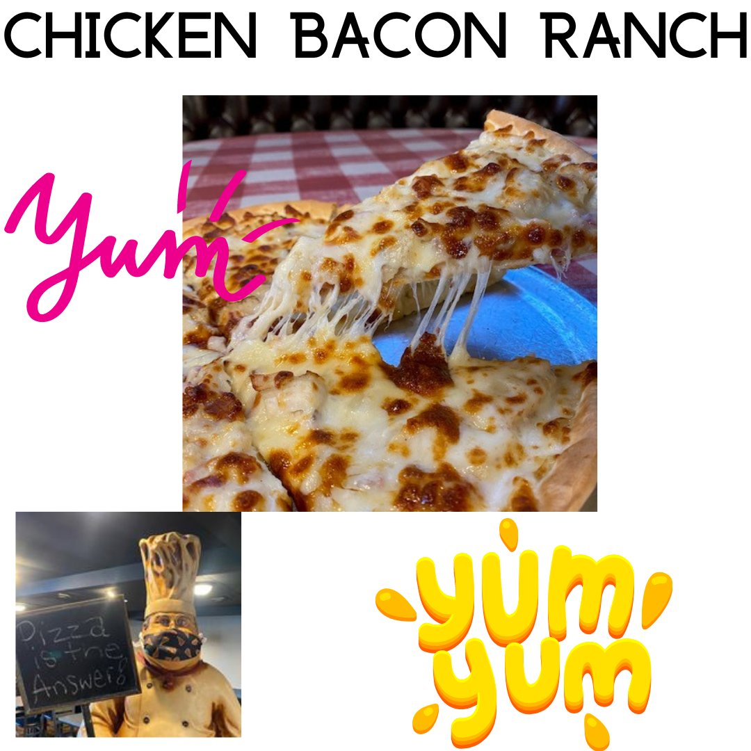 Your lunch suggestion for today is the Chicken Bacon Ranch pizza. YUM!

#pizza #andover #wichita #kansas #cheese #pepperoni #sausage #lunch #dinner #pepper #chicken #ham #dough #tomatosauce #luigi #pork #onion #calzone #salad #cheesecake #cookies #pasta #spaghetti #pizza4acause