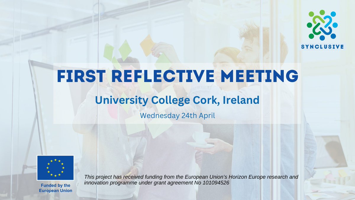 SYNCLUSIVE project (@synclusive43131) on Twitter photo 📣 Upcoming event! Our partners from <a href="/UCC/">UCC Ireland</a> are organizing a reflective meeting as part of project SYNCLUSIVE on April 24th. Researchers aim to tackle labour inclusion challenges in Ireland. Join us for insights and solutions! #SYNCLUSIVE #Reflectingpartners 📣 Upcoming event! Our partners from <a href="/UCC/">UCC Ireland</a> are organizing a reflective meeting as part of project SYNCLUSIVE on April 24th. Researchers aim to tackle labour inclusion challenges in Ireland. Join us for insights and solutions! #SYNCLUSIVE #Reflectingpartners