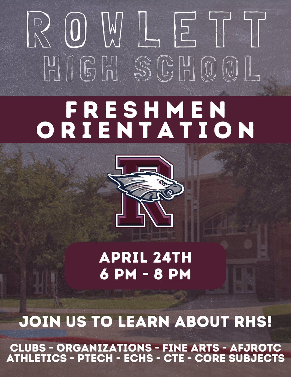 Please join us tomorrow evening from 6-8 pm for Freshmen Orientation. We are excited to meet our future eagles as they prepare to become part of our community! #WeROne