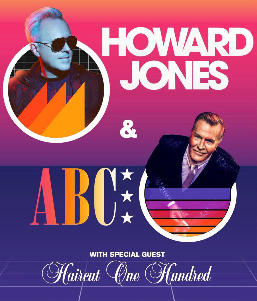 Howard Jones, ABC and Haircut 100 team up for a North American Tour this summer. Dates include: AUGUST 14  Redmond, WA - Marymoor Live 17  Sandy City, UT - Sandy Amphitheater 18  Las Vegas, NV - The Theater At Virgin Hotels 20  Inglewood, CA - YouTube Theater 21  Del Mar, CA -