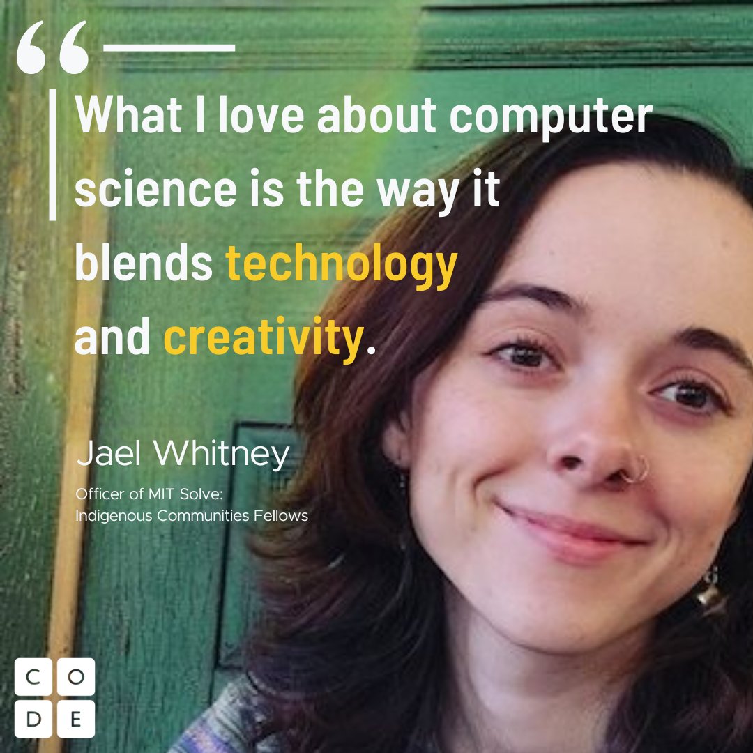 Tell us about your #NationalPoetryMonth experience! Like Jael from @solveMIT says, computer science blends tech and creativity in amazing ways. Try it yourself with new poems from Native and Indigenous poets at code.org/poetry.