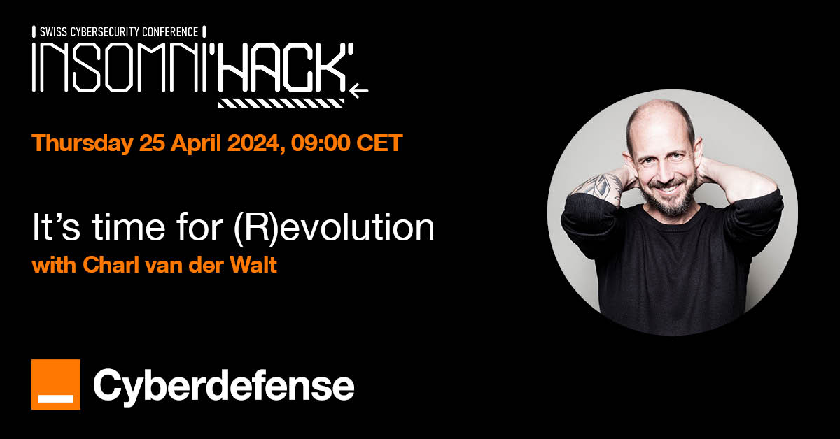 🚨📢 Insomni'hack 2024

🛡️[KEYNOTE SPEAKER] It’s time for (r)evolution by Charl van der Walt

👉 Don’t miss the opportunity to attend this conference at Insomni’hack 2024! Details and registration: ow.ly/9EZ550RlTUk

#Insomnihack #cybersecurity #Cyberdefense #ethicalhacking