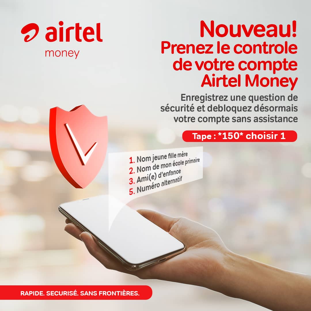 Nous vous donnons l'opportunité d'enregistrer une réponse de sécurité en répondant à une question qui vous permettra de réinitialiser vous même votre mot de passe Airtel Money au cas où vous le  bloqueriez.
#Gabon #Airtel