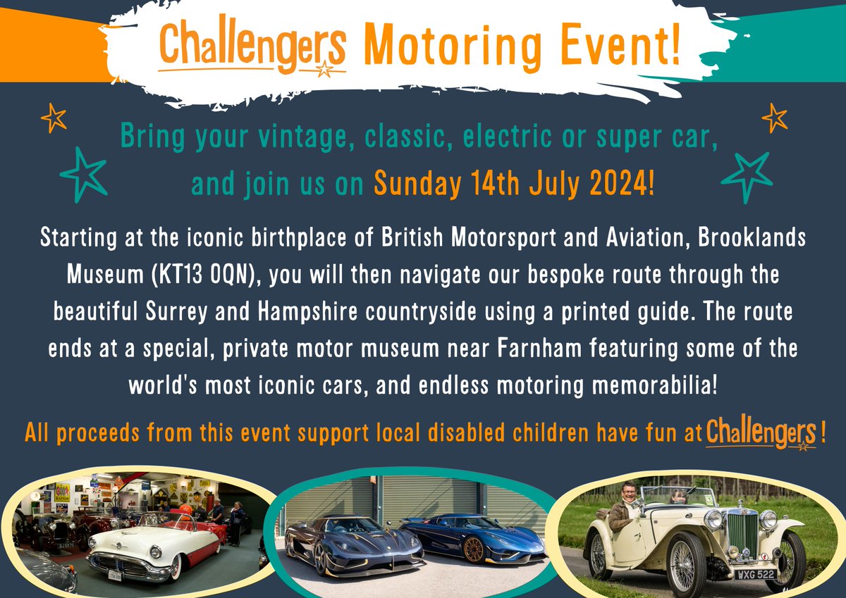 Mark your calendars! 📅 Challengers Motoring Event is back for its 10th year on Sunday 14th July! From vintage cars to modern classics, there's something for every car enthusiast 🚗🏎️ You can purchase your tickets from our website here: ow.ly/8Ici50Rmga9