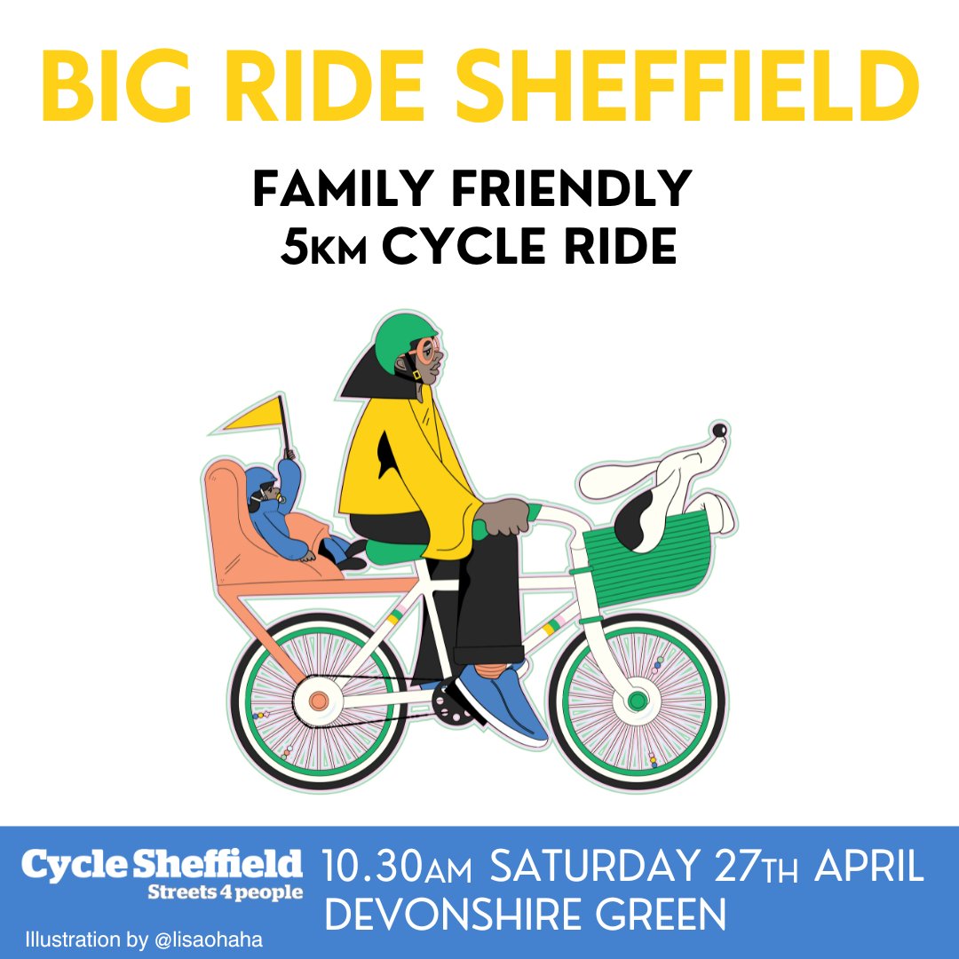 The Big Ride hosted by @CycleSheffield returns this Saturday – a family-friendly mass bike ride calling for better infrastructure in the city 🚴‍♀️ 🕥 10:30am 📌 Devonshire Green Find out more 👉 cyclesheffield.org.uk/2024/02/19/big…