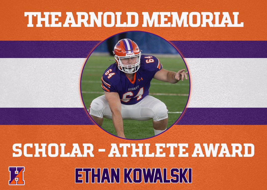 Arnold Memorial Scholar-Athlete Awards for contributions to the community, high level of academic achievement, and selfless dedication to their team. #TheHobartWay