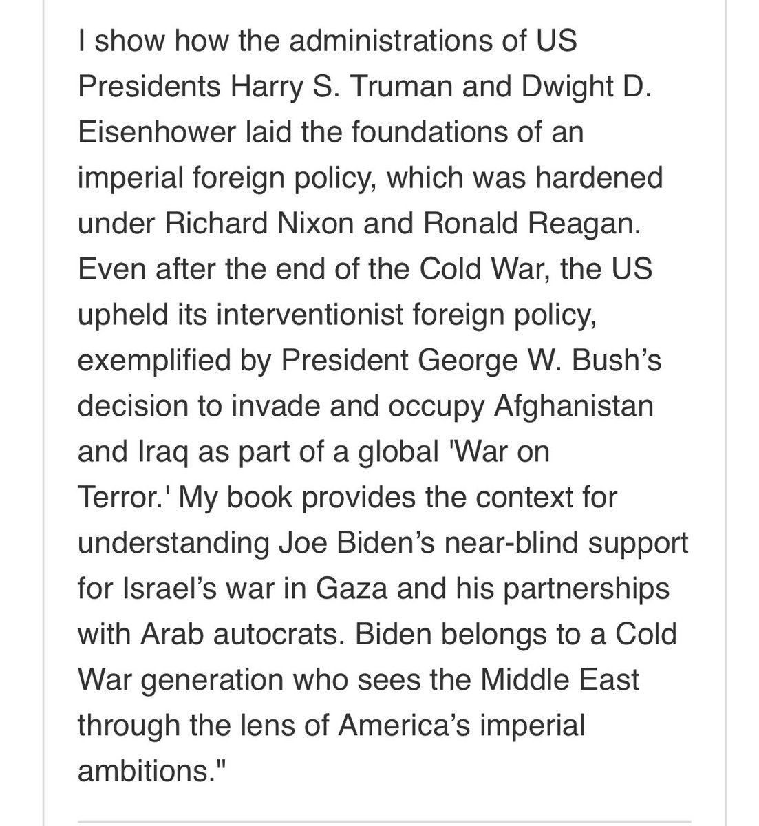 📚 “@FawazGerges shows how postwar US leaders made a devil’s pact with potentates, autocrats, and strongmen. Washington sought to tame assertive nationalists and to protect repressive Middle Eastern regimes in return for compliance with 🇺🇸 hegemonic designs.”