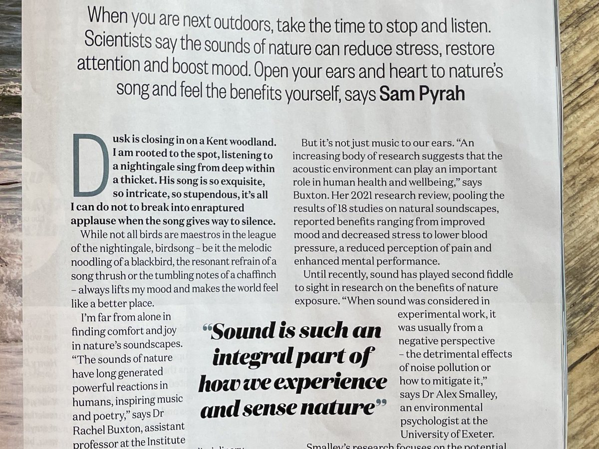 I wrote about the importance of opening your ears to the sounds of nature for @CountryfileMag - there is joy in hearing what's there but also, the red flag of silence. #naturewriting