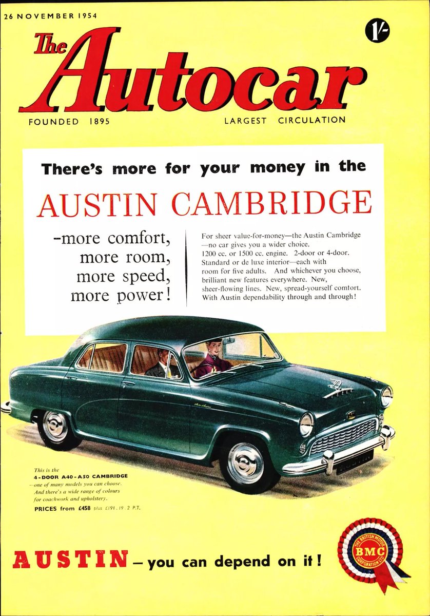 Factoid Extra: When the A40/A50 Cambridge was launched in 1954, a 2dr A40 model was offered & featured in press photos/brochures & mentioned in this ad but no cars were actually sold…
@neilmbriscoe @t2stu @DarraghMcKenna @TopOfTheTower @StvCr