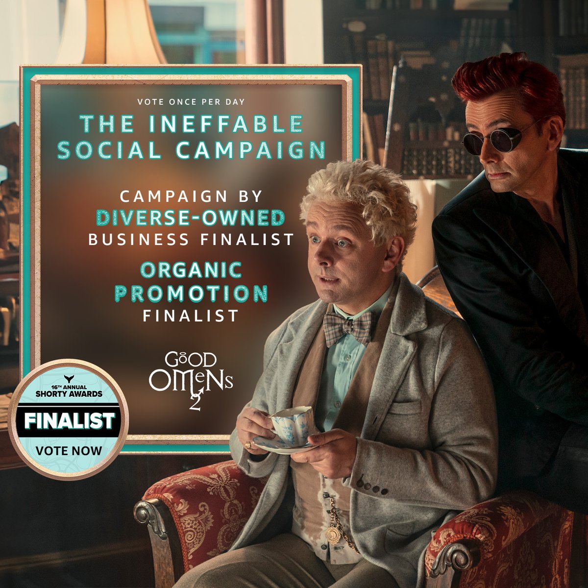 Good Omens (@goodomensprime) on Twitter photo Did you know you could vote for us, <a href="/shortyawards/">Shorty Awards</a> finalists, once a day until April 30th, helping us towards the Audience Honor award as well?
Well know you do🌟
tinyurl.com/mt8y3865
tinyurl.com/mrp23bmx
#shortyawards #shortyvote #audiencehonor Did you know you could vote for us, <a href="/shortyawards/">Shorty Awards</a> finalists, once a day until April 30th, helping us towards the Audience Honor award as well?
Well know you do🌟
tinyurl.com/mt8y3865
tinyurl.com/mrp23bmx
#shortyawards #shortyvote #audiencehonor