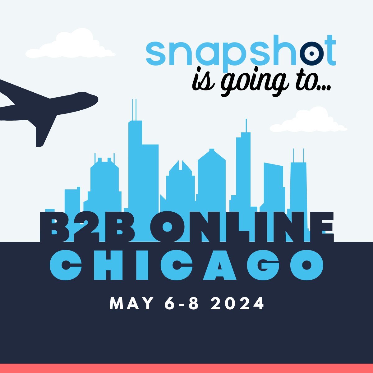 Chicago bound! ️✈️

Snapshot's at #B2BOnline (May 6-8th) to meet partners & discuss B2B eCommerce innovation. 

See you there, @BigCommerce, @_TradeCentric_, @ShopifyPlus 

#Ecommerce #B2BOnline #B2BeCommerce