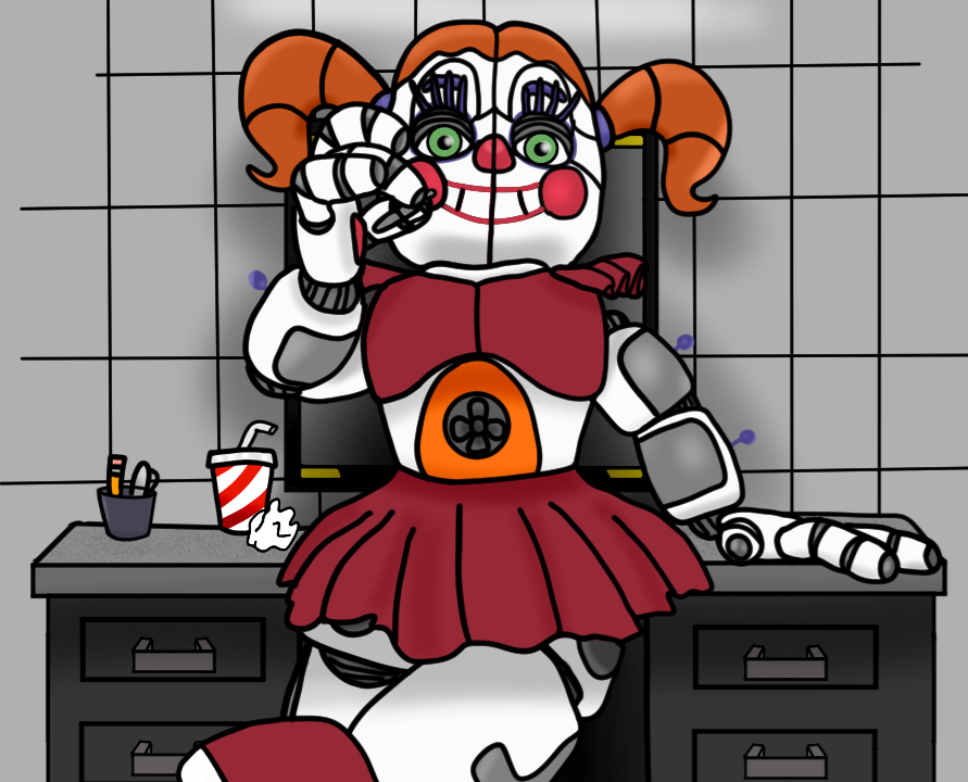 Flirting in the workplace with your employee is highly unprofessional and how has that desk not crumbled?  #circusbaby #FNAF