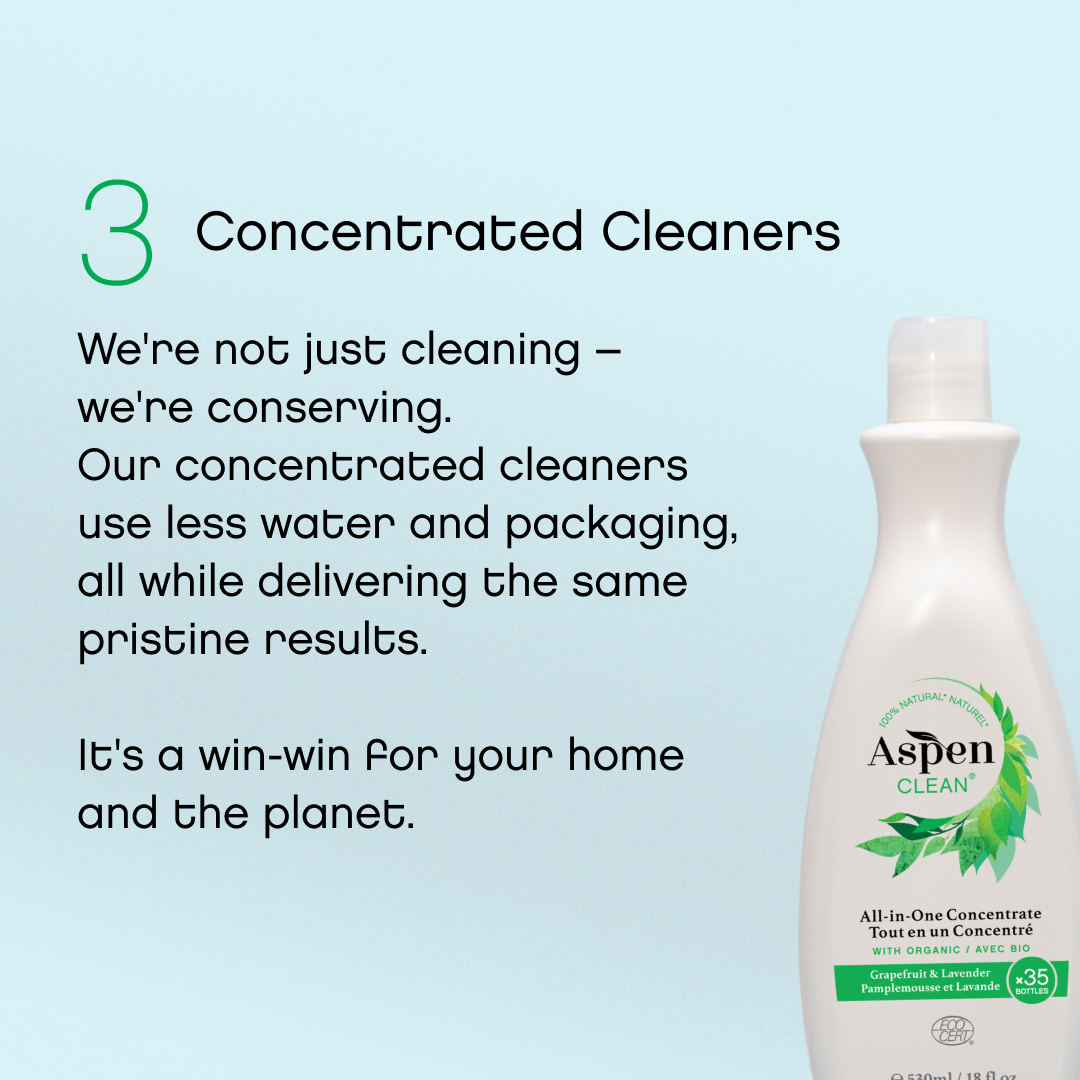 AspenClean's tweet photo. For us, Earth Month is not just a month on the calendar; it’s our lifelong mission. We are working towards a sustainable future every day, from introducing refills and concentrated versions of our cleaners to launching a whole zero-waste collection.