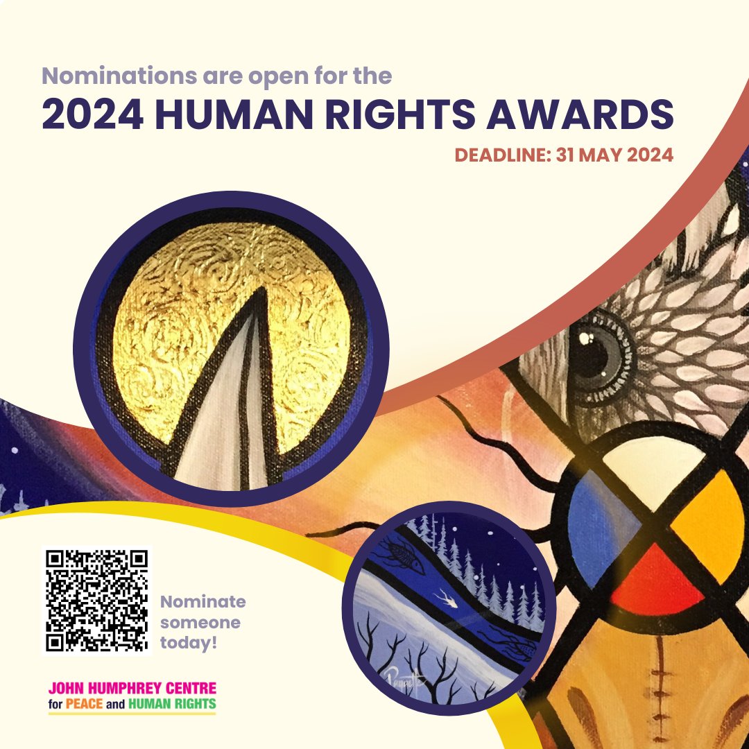 Just over one month left to get some deserving names in for the 2024 Human Rights Awards: deadline is May 31. Tell us about your Alberta-based human rights champions! Learn more and nominate someone today: jhcentre.org/human-rights-a… #HumanRights #HumanRightsAwards #JHC #YEG #Alberta