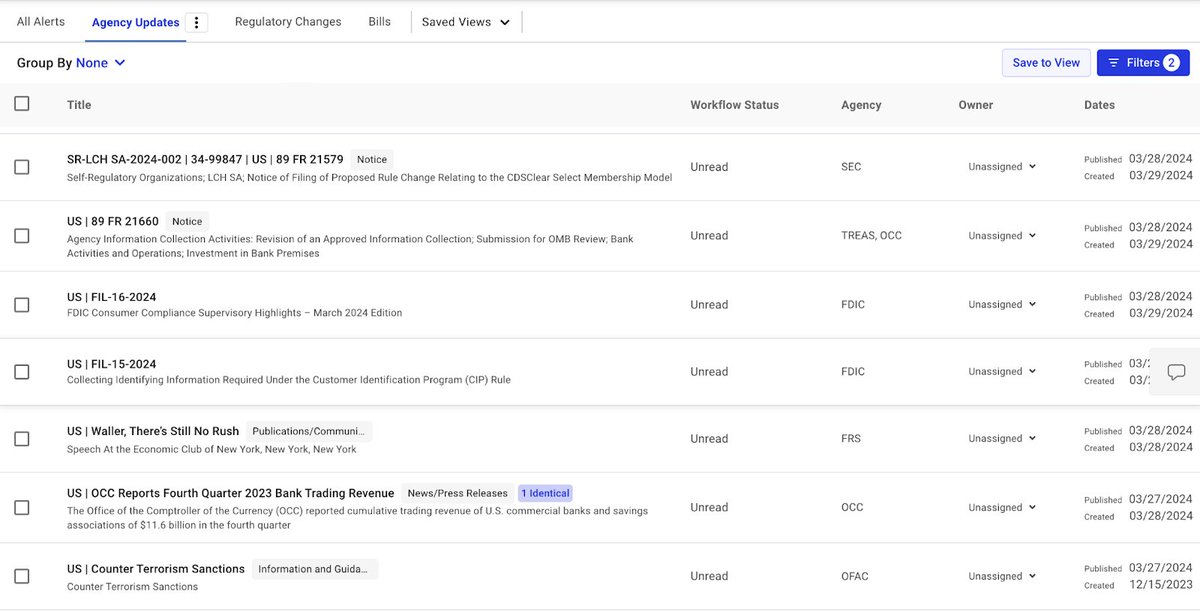 #FeatureOfTheWeek
🔴Pain point:
Regulatory agency updates—from news to official publications—can overwhelm even the largest #compliance teams...
✅Feature:
Regology consolidates alerts from multiple agency sources into a single, manageable stream.
✨🔗hubs.ly/Q02sVk_y0