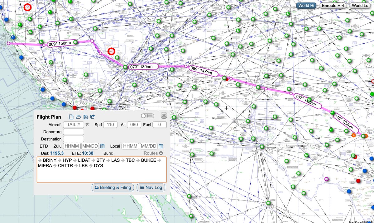 Last night's IFR flight plan for 'SLAYER01', flight of 2x B-1Bs, returning home from W-260 to Dyess AFB.

BRINY > HYP > LIDAT > BTY > LAS > TBC > BUKEE > MIERA > CRTTR > LBB > DYS