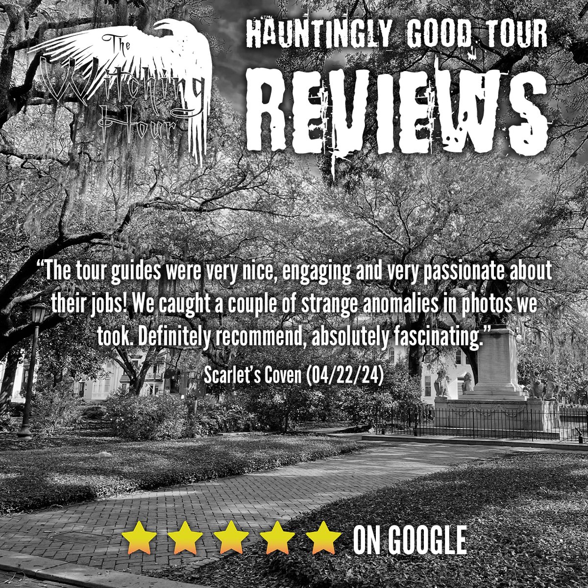 Another 5 star Google Review!

#googlereview #5starreview #visitsavannah #ghosts #haunted #paranormal