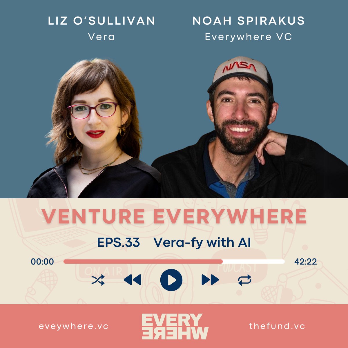 ON AIR: Venture Everywhere #Podcast EPS 33🎙️ Vera-fy with AI featuring @noahjs, Partner & LP of @EverywhereVC & @lizjosullivan, CEO of @AskVeraIO. 🎧Listen: 🍎 Apple: podcasts.apple.com/us/podcast/ver… 💚 Spotify: open.spotify.com/episode/0Ctzgu… 🗒️ Transcript at ideas.everywhere.vc/s/podcast