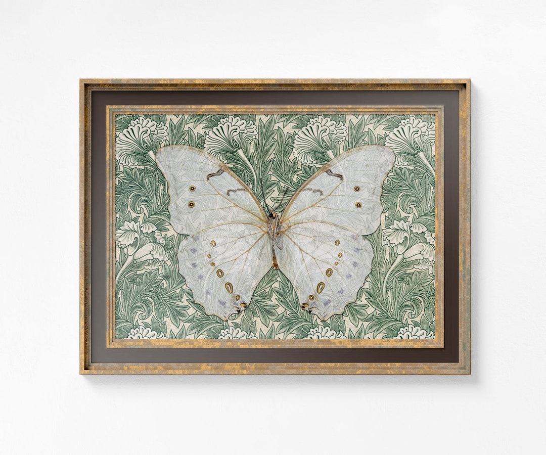 William Morris Green Floral Print - Vintage Butterfly Print Large Artwork - Beige, and Green - Vintage by DesignBohemian etsy.com/listing/138627… #interiordecor #interiorinspo #interioraesthetic #artdeco #vintageaesthetic #gallerywallart #gothicstyle