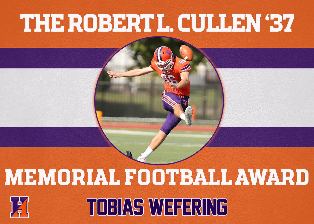 The Robert L. Cullen ‘37 Memorial Football Award for performance on special teams that has been inspirational and outstanding. #TheHobartWay