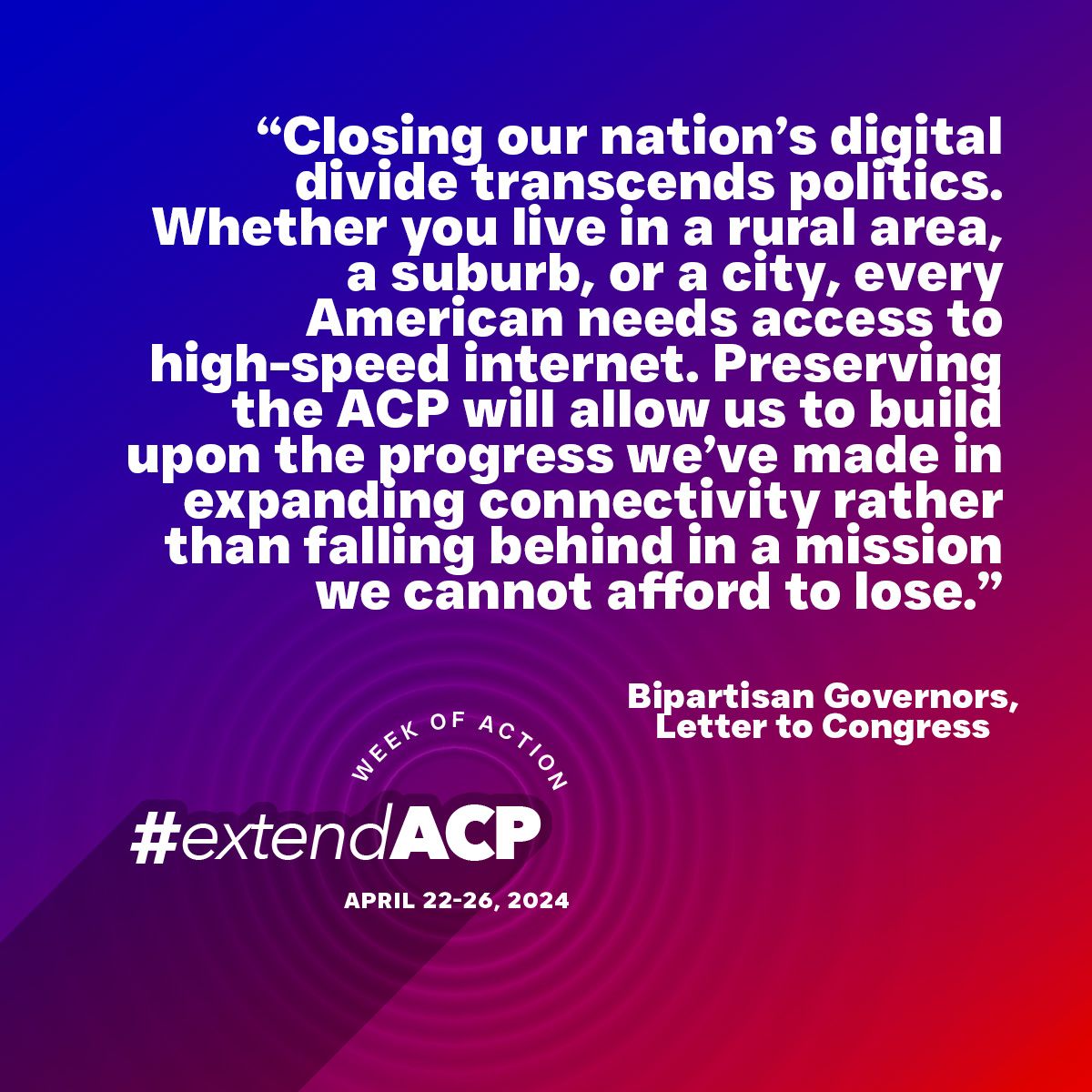 Bipartisan Governors from across the political spectrum called on policy makers to #ExtendACP. Voters also agree: in a rare bipartisan consensus, continuing the #ACP is backed by a strong majority of voters including 62% of Republicans, 78% of Independents, and 96% of Democrats.