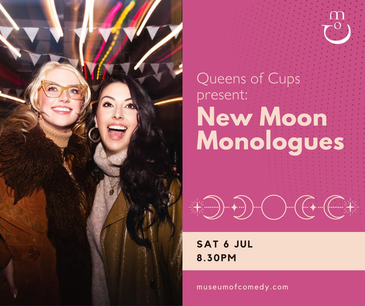 Museum of Comedy (@museumofcomedy) on Twitter photo On sale! <a href="/NewMoonMonolog/">New Moon Monologues</a> is a celestial extravaganza of stand-up, musical comedy, and new writing founded by the award-winning <a href="/TheQueensofCups/">The Queens of Cups</a>. Next event features acts bound for Camden and Edinburgh Fringe. Don't miss this cosmic showcase!
🌑 loom.ly/0zDyvQ4 🌑 On sale! <a href="/NewMoonMonolog/">New Moon Monologues</a> is a celestial extravaganza of stand-up, musical comedy, and new writing founded by the award-winning <a href="/TheQueensofCups/">The Queens of Cups</a>. Next event features acts bound for Camden and Edinburgh Fringe. Don't miss this cosmic showcase!
🌑 loom.ly/0zDyvQ4 🌑