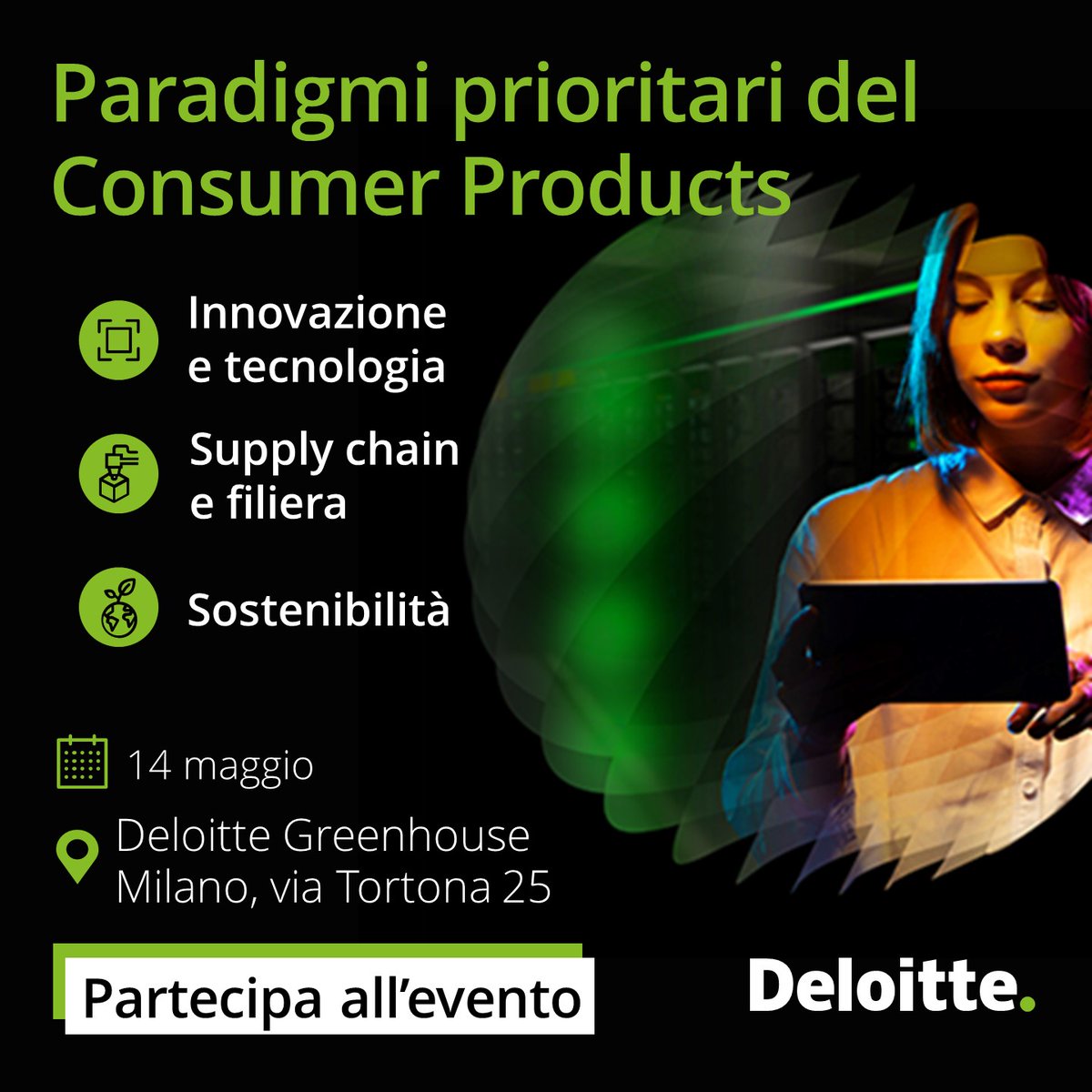 📣 Si avvicina il nuovo evento Deloitte dedicato ai beni di consumo: imprese ed esperti del settore approfondiranno aspettative dei consumatori e strategie di crescita. Iscriviti: deloi.tt/3UvAHZh #DeloitteItalia #ConsumerProducts