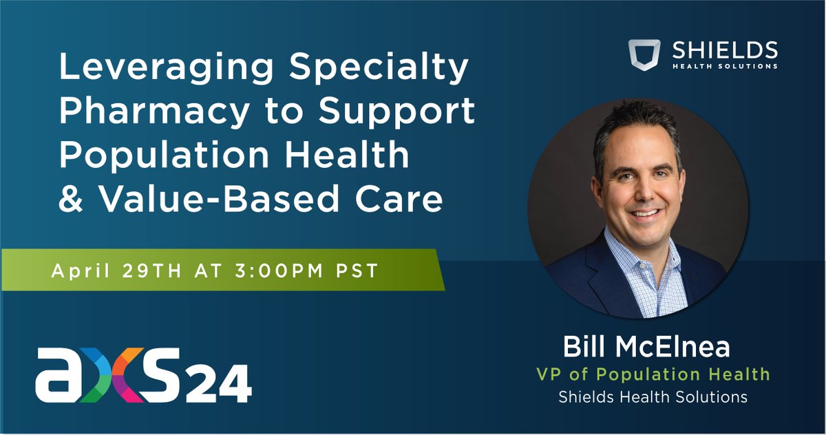 Shields_Rx's tweet photo. Join Bill McElnea, VP of Population Health at Shields, as he dives into how health systems can advance their population health and value-based care objectives while increasing the quality of pharmacy care patients receive. #AXS2024 #PopulationHealth #ShieldsRx #ValueBasedCare https://t.co/ePuImziKT0