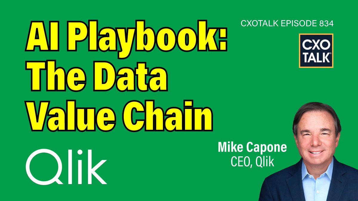 To rectify an incomplete data value chain, prioritize data quality, implement robust governance frameworks, and invest in advanced data integration tools. — @MikeCapone, CEO @Qlik cxotalk.com/episode/the-da… #CXOTalk #CIO #CDO #CDAO #DataValueChain #DataTransformation #AIEnablement