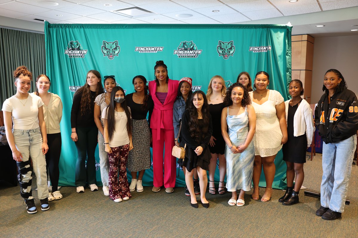 Last week several of our student athletes got the opportunity to attend the Binghamton University Celebrating Women's Athletics Luncheon, where they got to meet five-time WNBA All-Star and two-time Olympic gold medalist Angel McCoughtry! #BPatriotProud