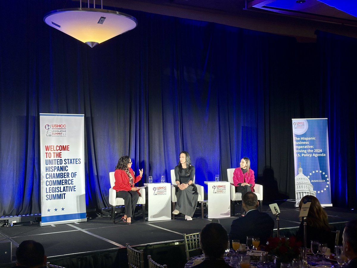 Day two kicked off with our Economic Innovations: The Impacts of AI on the Latino Community panel sponsored by <a href="/google/">Google</a>.

<a href="/dinero_diva/">dinerodiva.eth</a>, <a href="/JosheOrdonez/">Joshe Ordonez</a> and <a href="/varrisueno/">Virginia Arrisueno</a> shared how to use AI and other technologies to help drive small business growth.

#UshccLS24 #TMobileBusiness