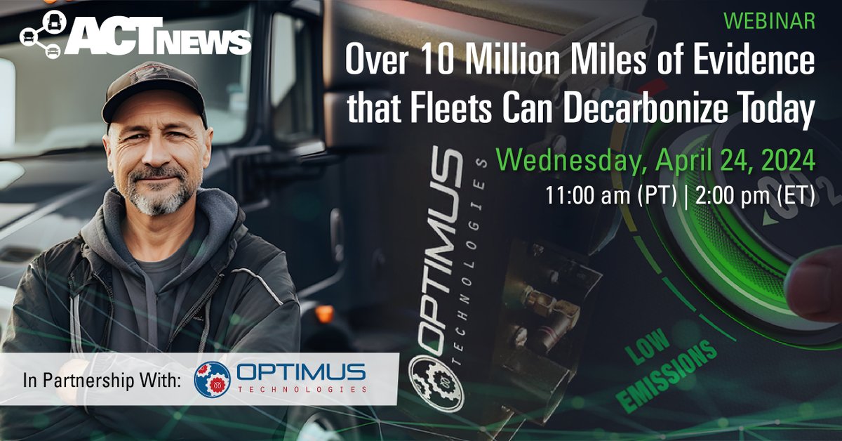 🚨Join @optimuspgh tomorrow, 4/24 @ 11 am PT for a 1-hour webinar to hear viable #decarbonization solutions gained from more than 10 million road miles with customer partners to help your #fleet achieve dramatic net-zero carbon reductions. Register now: ow.ly/kJAu50R4Hkz