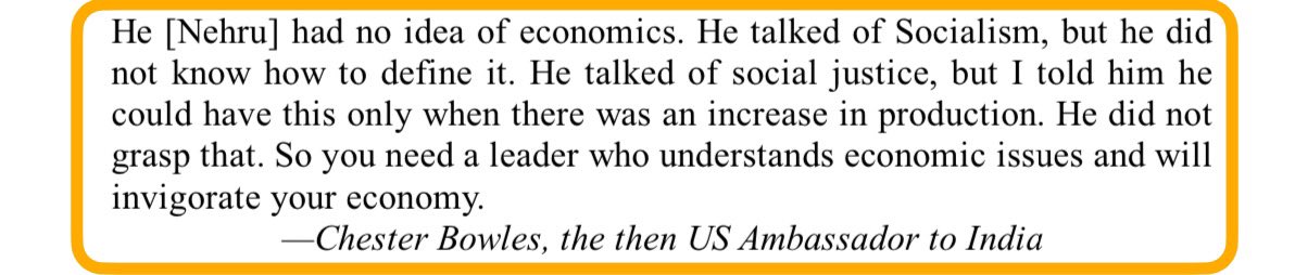 “Nehru had no idea of economics. He talked of socialism, but he did not know how to define it. You need a leader who understands economic issues and will invigorate your economy.” - Chester Bowels Seems like Rahul Gandhi inherited his qualities from his Grandfather. Even