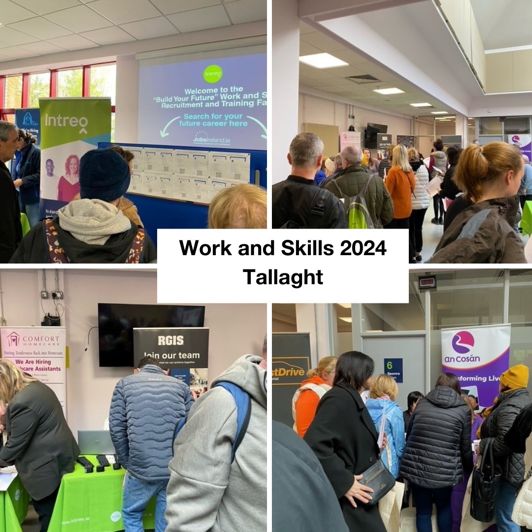 📢 Great turnout at the Work and Skills 2024 event in Tallaght today. 

Some of the #Employers there today were @ComfortHomecare, @cosanathon, @irishschool, etc.

#workandskills2024
