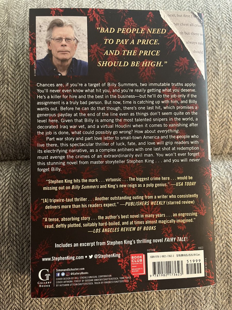 A couple of days ago I started Billy Summers by Stephen King! So far so good! Incredibly well written start, and some great characters. I am loving it so far. High hopes from here! #book #BookDay #bookseries #readingforpleasure #ReadingIsPower #StephenKing #booklovers