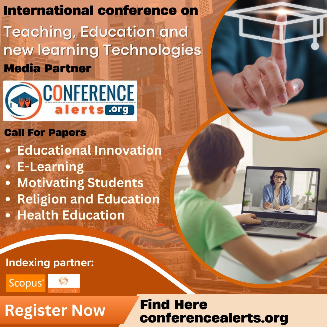 International conference on Teaching, Education and new learning Technologies(ICTENLT).
conferencealerts.org/eventdetail/10…

#conferencealerts #internationalconference #inpersonevent #conference2024 #arsssconference #callforabstracts #teaching #education #newlearning #technology #singapore