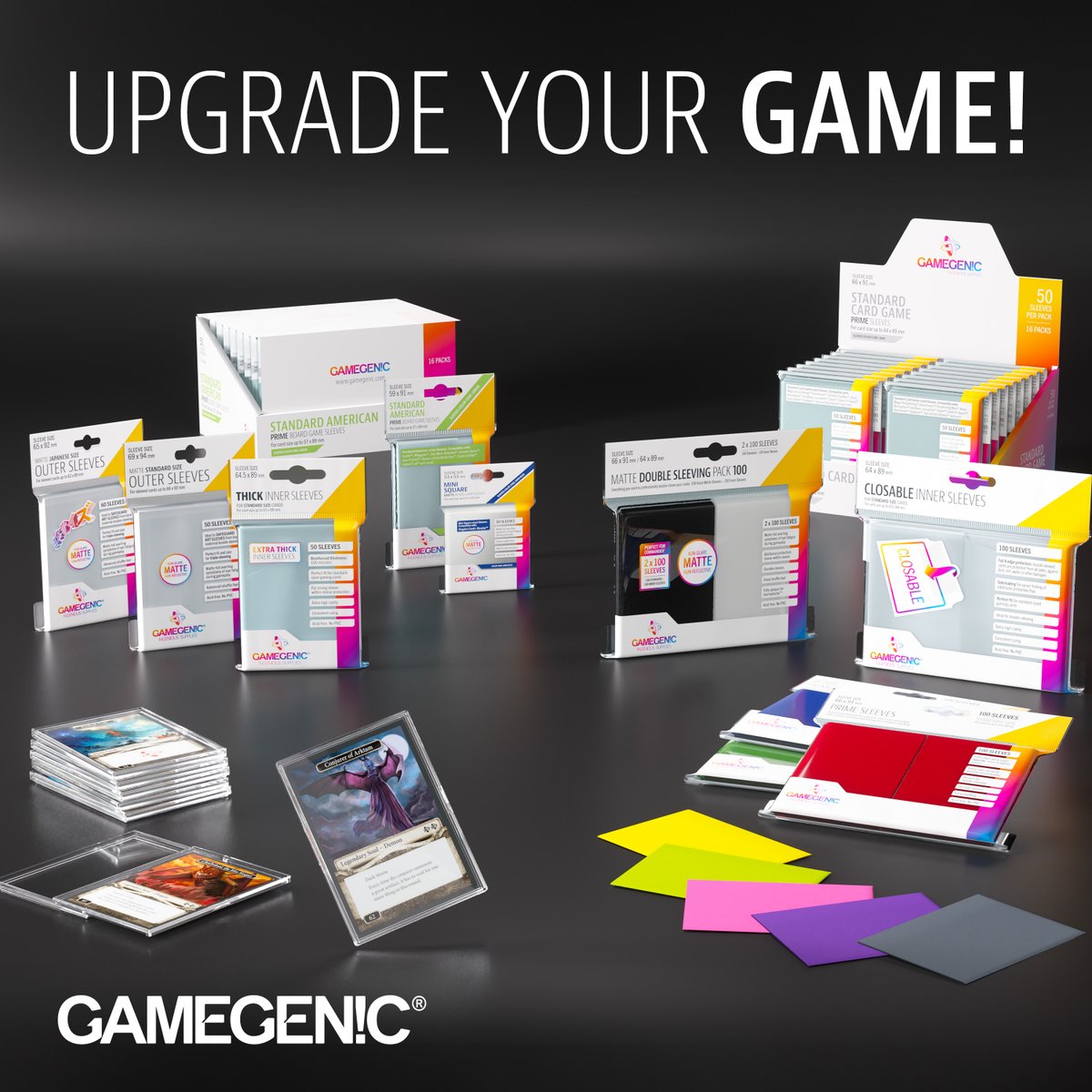 UPGRADE YOUR GAME ...with our card sleeves and protective cases! Standard Sleeves, Board Game Sleeves, Slide Card Cases: Gamegenic has the right product for your valuable gaming cards. Premium protection for your UPGRADE YOUR GAME ...with our card sleeves and protective cases! Standard Sleeves, Board Game Sleeves, Slide Card Cases: Gamegenic has the right product for your valuable gaming cards. Premium protection for your