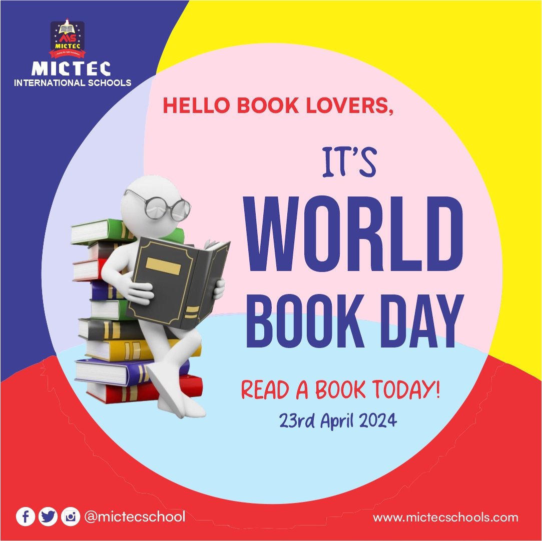 Today, April 23rd, is actually World Book Day!

  It's a day to celebrate the joy of reading and the importance of books.

It's a worldwide celebration of books and reading established by UNESCO in 1995.
Happy World Book Day !
#mictecinternational #educationaltools #worldbookday