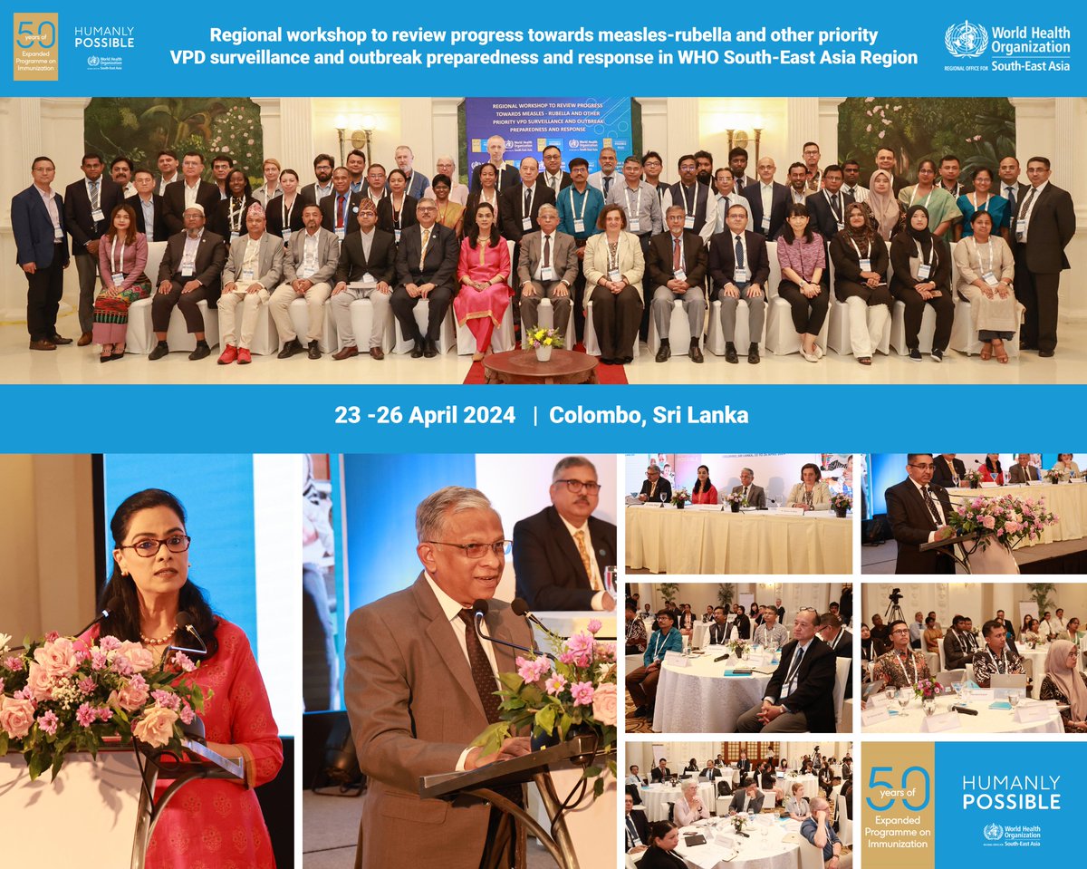 5th SEA Regional workshop to review and develop country plans for priority Vaccine Preventable Disease surveillance, outbreak preparedness & response in Member States; being held in #SriLanka from 23-26 April 2024. @WHOSEARO @MoH_SriLanka