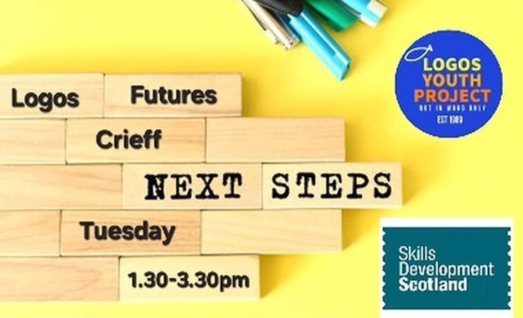 Are you 15-24? Logos Crieff is open for you every Tuesday from 1.30-3.30pm. Come & speak to Rona, Career's Coach with SDS Perth. Use the space for exam study, job searches or chat through your next steps. #studyspace @skillsdevscot @CrieffHigh @pkcyouthwork @GannochyTrust