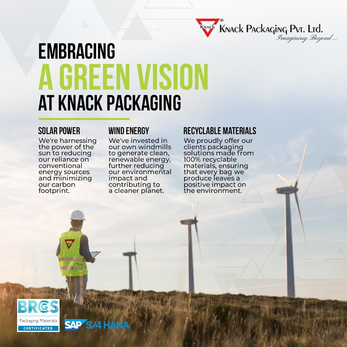 Join us on our journey towards a greener tomorrow as we continue to innovate, inspire, and lead the way towards a more sustainable future. Together, we can make a difference!

#GreenVision #Sustainability #RenewableEnergy #RecyclablePackaging #KnackPackaging