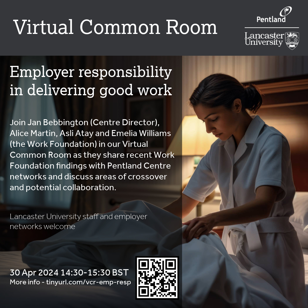 REMINDER: We look forward to @AlicePMartin , @asliatayy and Emelia Williams of @WorkFoundation joining Jan Bebbington in Virtual Common Room to discuss job insecurity and employers' responsibility to generate decent work. More info: tinyurl.com/vcr-emp-resp