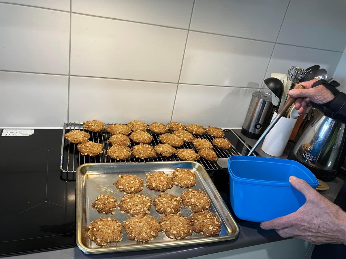 With ANZAC day coming up, we thought a batch of Shed baked biscuits would be perfect for the occasion.
( The first tray full disappeared as quick as they came out of the oven). 
#AnzacDay #MensHealth #ShoulderToShoulder
#MensShed #Rowville