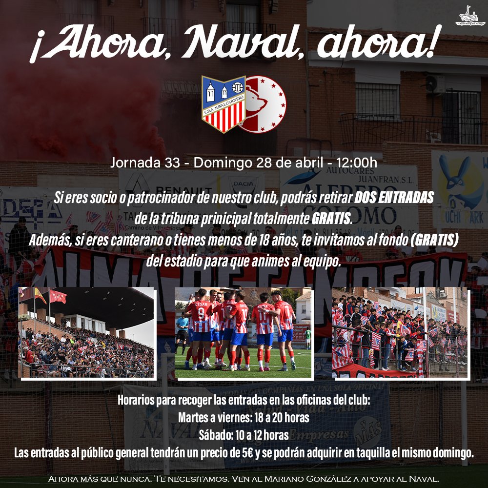 ❤️ ¡𝐀𝐇𝐎𝐑𝐀, 𝐍𝐀𝐕𝐀𝐋, 𝐀𝐇𝐎𝐑𝐀! 🤍

ℹ️ Más información de la promoción para el #NavalcarneroUrsaria en el siguiente cartel:

#AlNavalYoLeAmo ⛵️