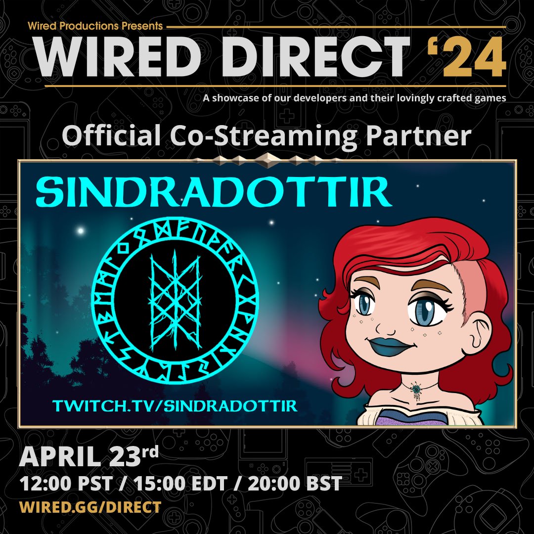 BIG NEWS EVERYONE! We were selected to be one of the Official Co Streamers for #WiredDirect24 TODAY! So be sure to join us at NOON PACIFIC where we'll be co-streaming the show and there will be giveaways for some games, too! *gasp!* Thanks again, @WiredP for bringing me along!